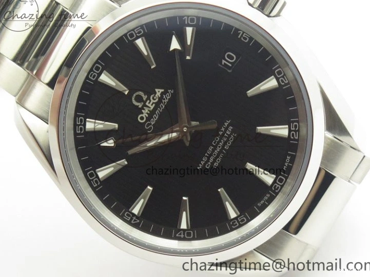 0312 Aqua Terra 150M SS VSF 1:1 Best Edition Black Textured Dial Silver Markers On SS Bracelet A8500 Super Clone Chic 8062